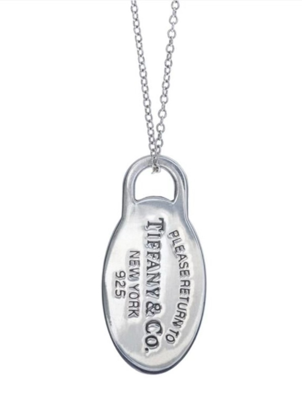 Tiffany & Co. Sterling Silver 'Please Return To' Oval Tag Pendant